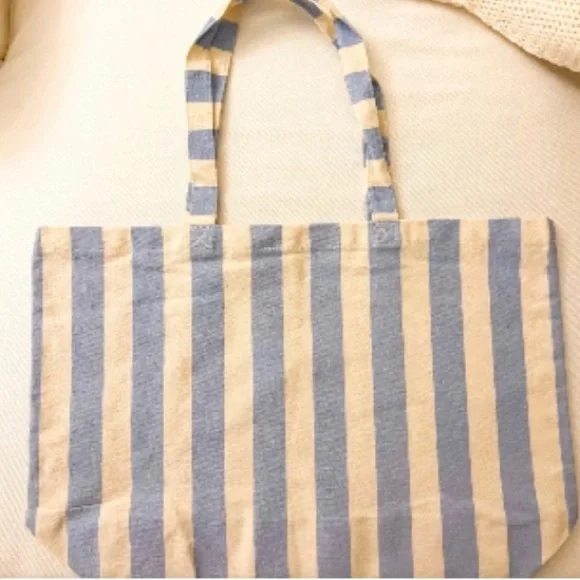 Sezane Bonjour New York Tote Bag, Blue and white crean stipes.…NWOT!! - Picture 4 of 4